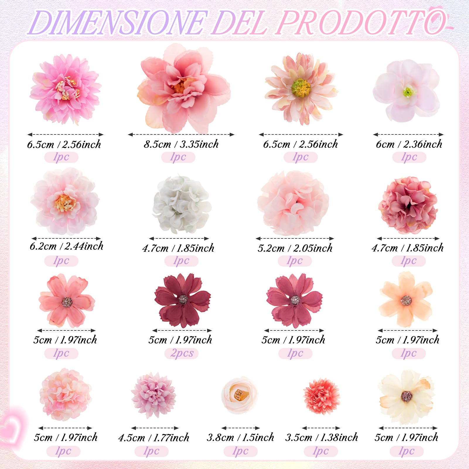 Kiiwah 18 Pezzi Mollette Fiori per Capelli per Donne e Ragazze, Fermaglio Fiore Seta Mollette Fiori Artificiali per Capelli Fiore Boho per Sposa Festa Spiaggia Nozze Estate