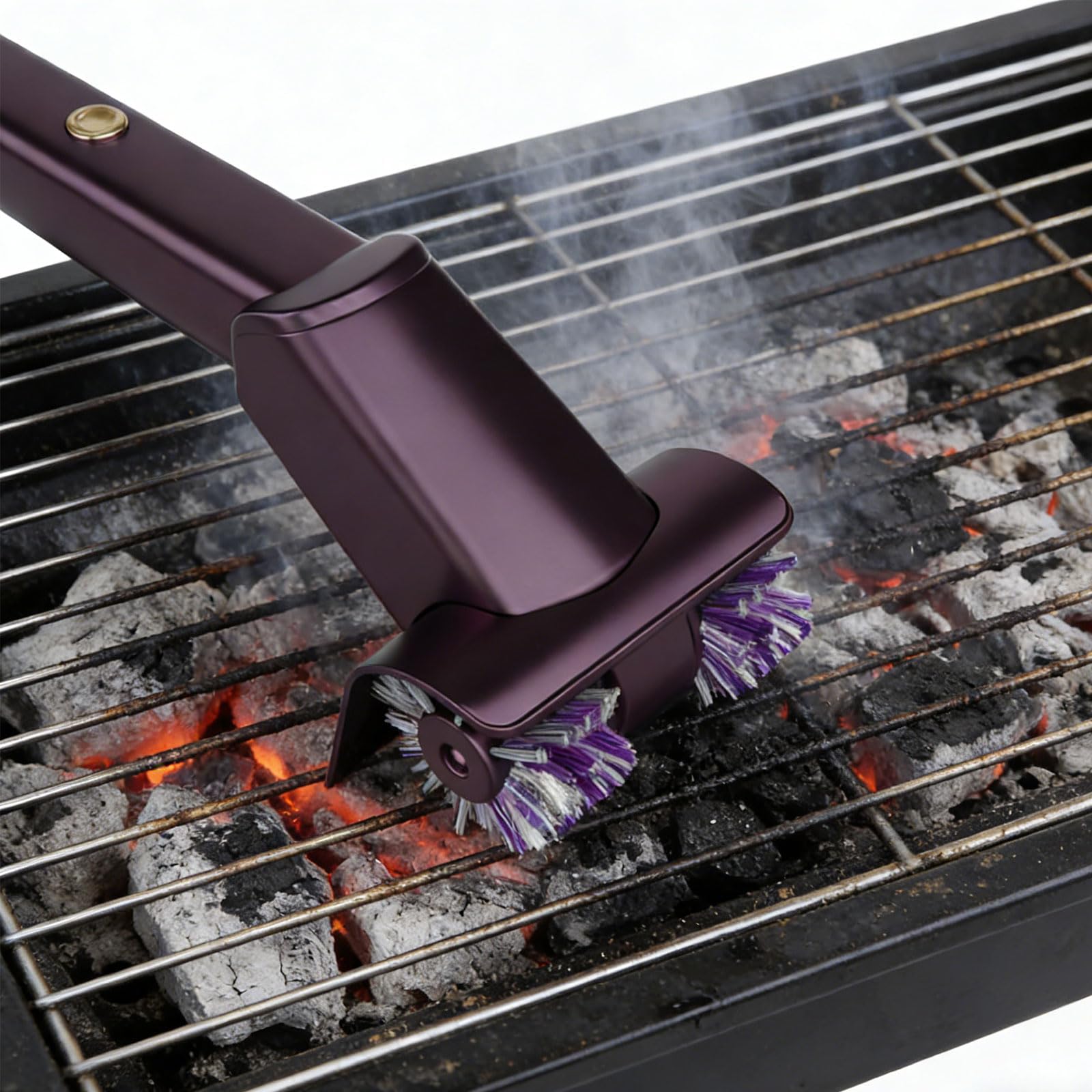 Spazzola elettrica per griglie in ABS con manico in nylon, verde | Spazzola elettrica ricaricabile con filo di acciaio per strofinare e pulire il barbecue in campeggio e grigliare a casa