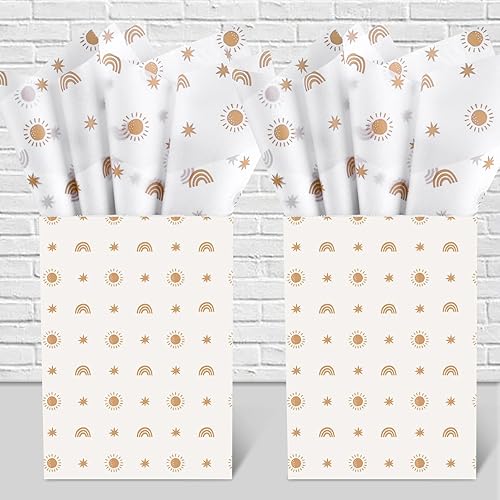 Miniatura 4 de 100 hojas de papel de seda bohemio de 20 x 14 pulgadas para envolver regalos, papel de seda bohemio arcoíris para bolsas de regalo para cumpleaños,