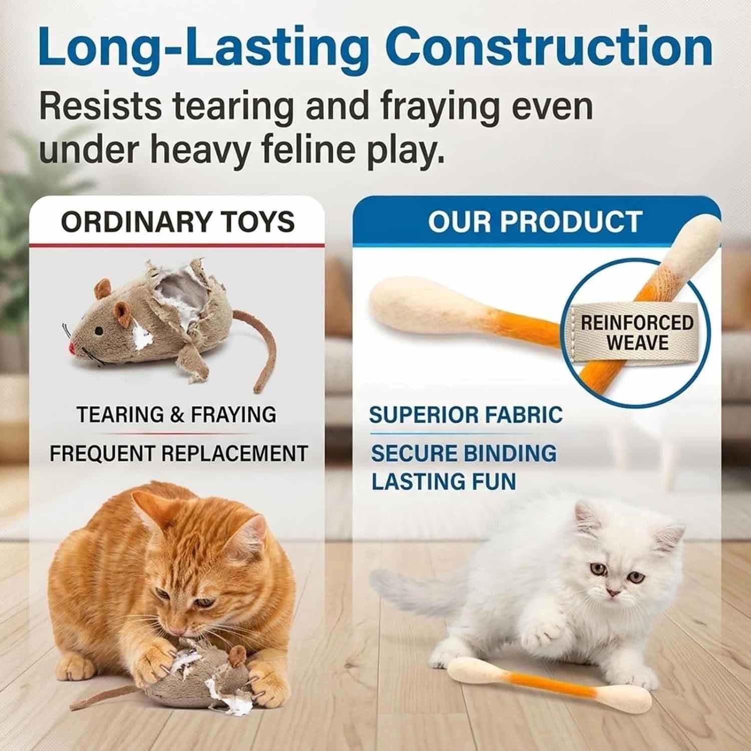 Cotton Swabs Cat Toys with Catnip,6pcs Giant Cotton Swab Cat Toys,Durable Dental Teething Stick,Felt Kitty Kicker Toy Stick,Interactive Biting Toy for Indoor Anxiety Digestive,Stress Relief(Colorful)