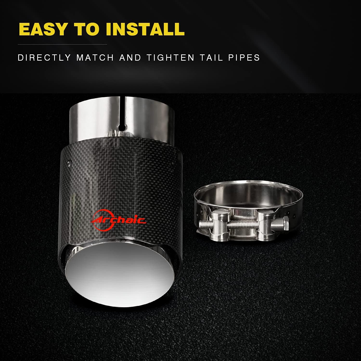 Carbon Fiber Dual Exhaust Pipe Tail Muffler Tip Exhaust Tip Compatible with 10th Gen Honda Civic 2016-2021