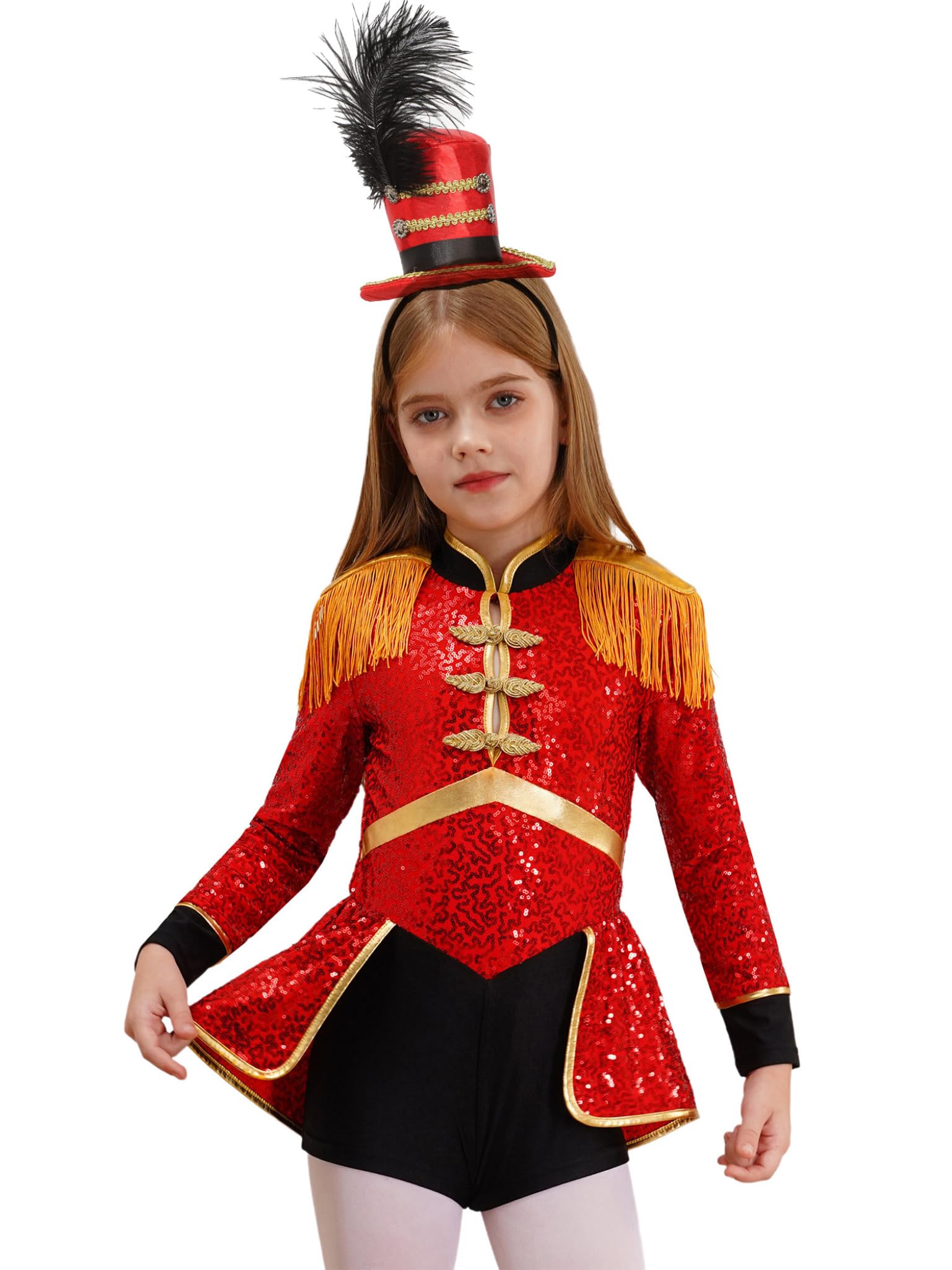 Disfraz de director de circo para niña, uniforme con diadema brillante, manga larga, vestido de baile, Halloween, Navidad, carnaval, espectáculo