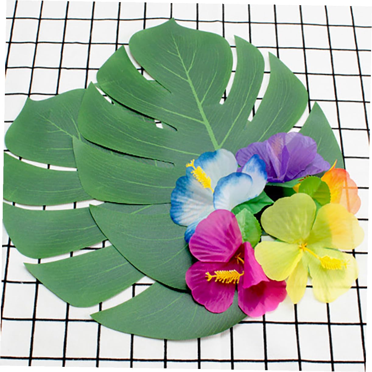 72 Künstliche Hibiskusblüten aus Stoff für Sommerfest Hawaii Blumendekoration und Fotorequisite Tischdekoration ohne Gießen für Wohnzimmer und Veranda Zufällige Farbe
