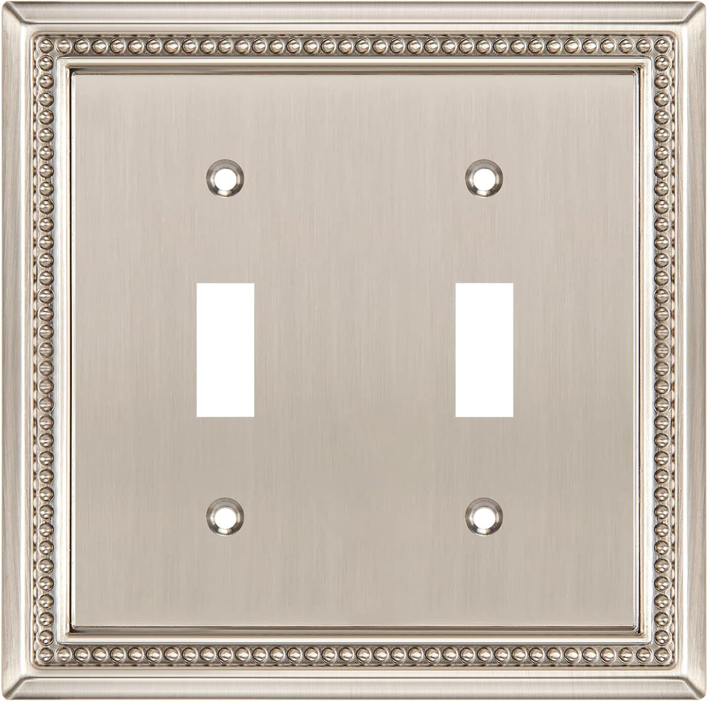 Sunken Pearls Heavy Duty Decorative Wall Plate Switch Plate Outlet Cover (Double Toggle, Satin Nickel)