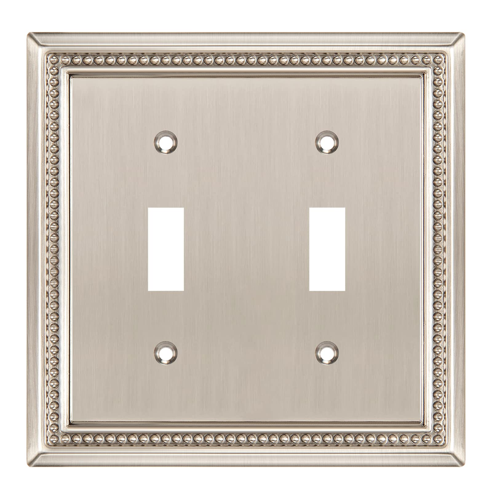 Henne Bery Sunken Pearls Heavy Duty Decorative Wall Plate Switch Plate Outlet Cover (Double Toggle, Satin Nickel)