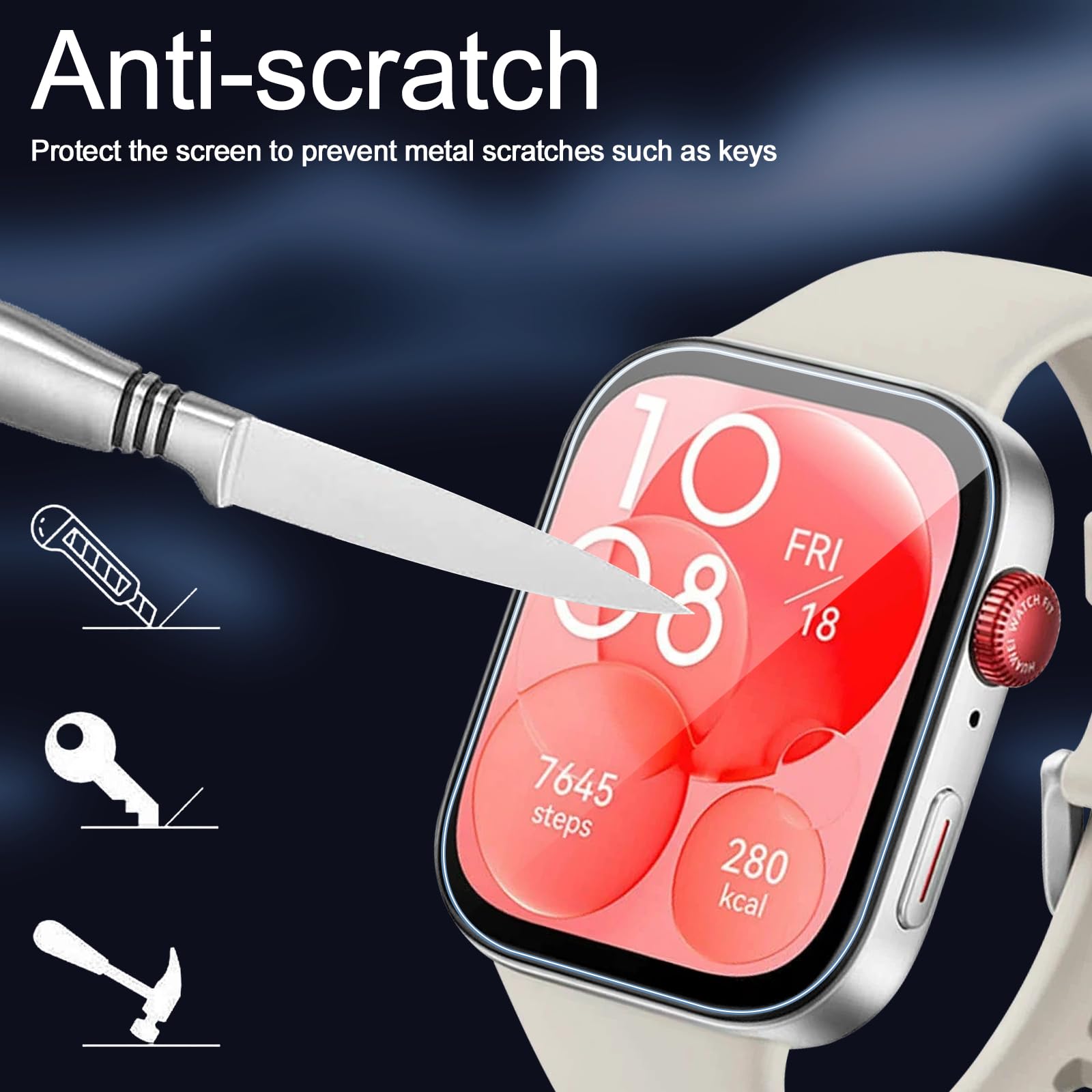 Protector de Pantalla para Huawei Watch Fit 3, Película de TPU Suave HD Transparente, 4 Pack