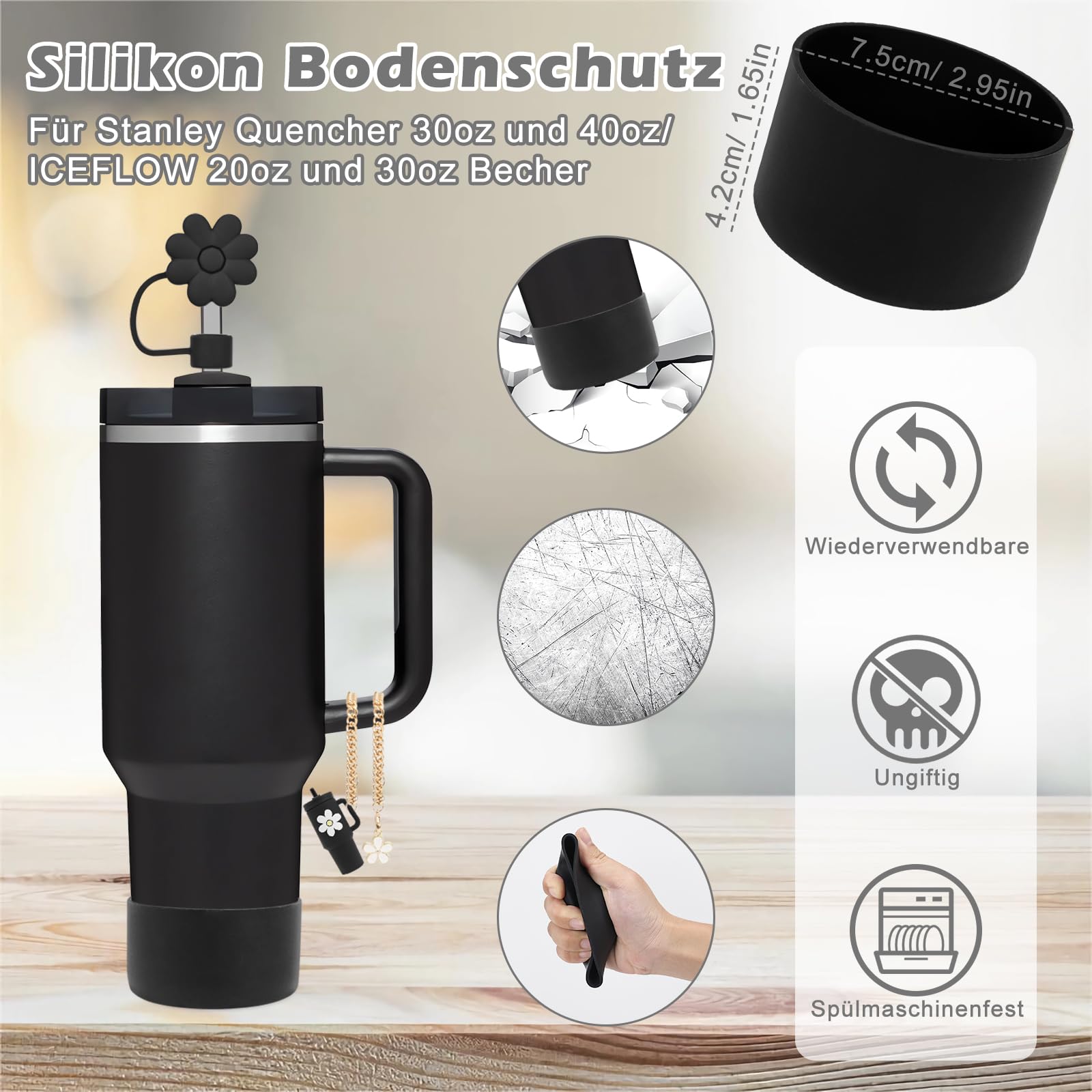 11 Accessori Per Borraccia Stanley | Protezioni Anti-Perda, Tappi Silicone, Ciondoli Decorativi | Per Stanley 30oz E 40oz - Foto 10