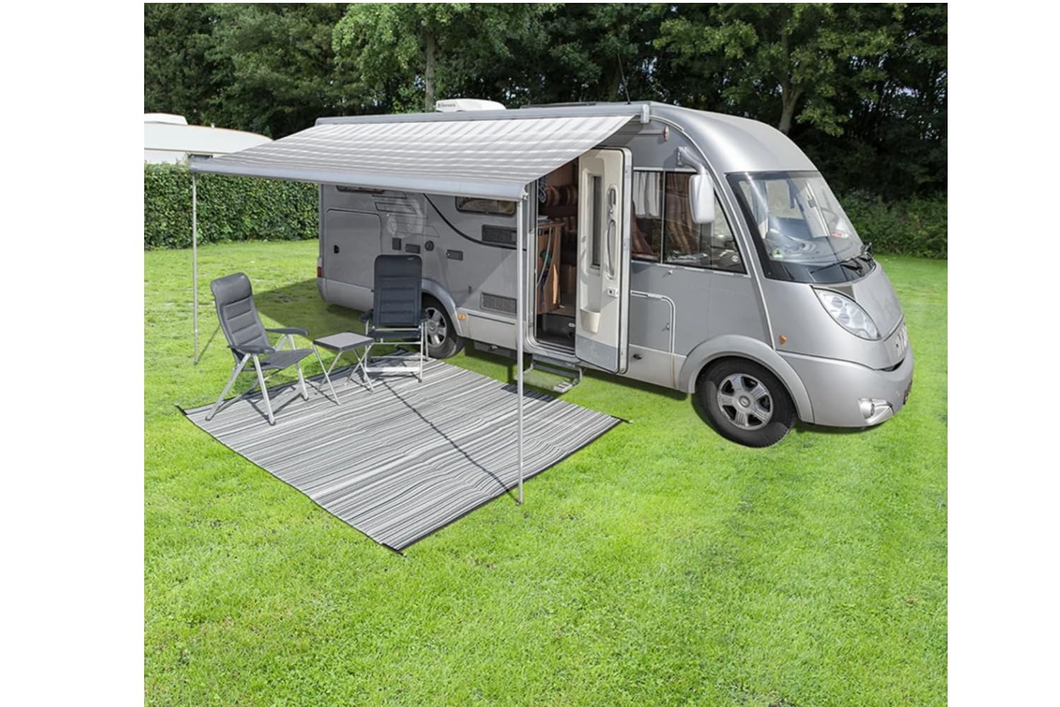 ProPlus 361780V02 Patio Matte 2,50 x 4,00m beidseitig verwendbar Vorzelt | Atmungsaktives Polypropylen mit Heringschlaufen für Wohnmobil, Zelt und Garten. Schützt Gras und isoliert vor Bodenkälte.