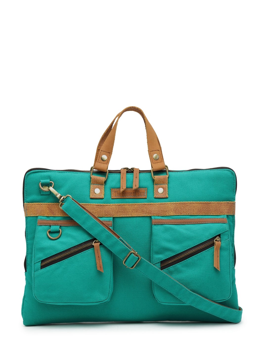 The House of tara Cotton Canvas Laptop Bag for Men & Women | Teal Green Office Bag | Fits Up to 15.6 Inch Laptop/MacBook | Laptop Messenger Bags | Leather Bag for Men with Adjustable Shoulder Strap (B07F5DVB98) Amazon Price History, Amazon Price Tracker
