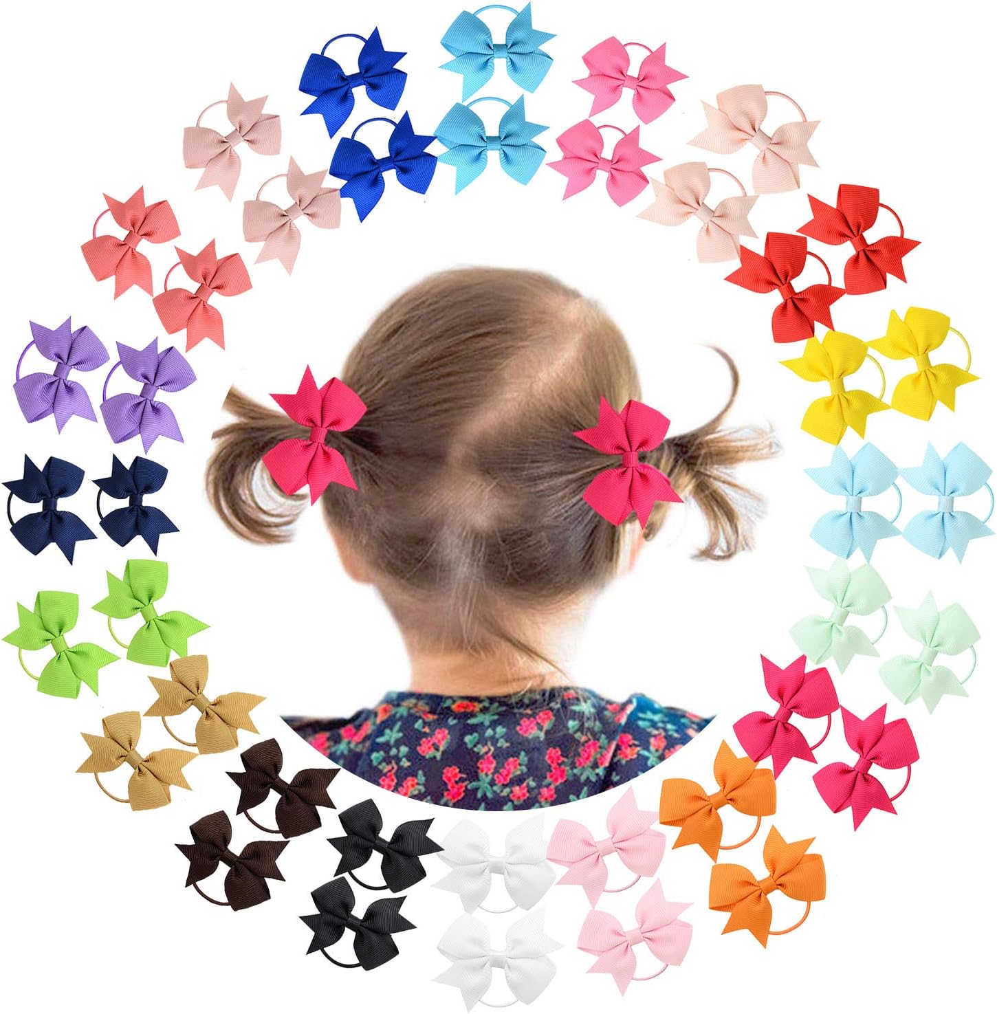 40Piece Baby Hair Ties Elastic Bows Ponytail Hair Barrettes Ribbon Hair bands For Babies Girls Toddlers …
