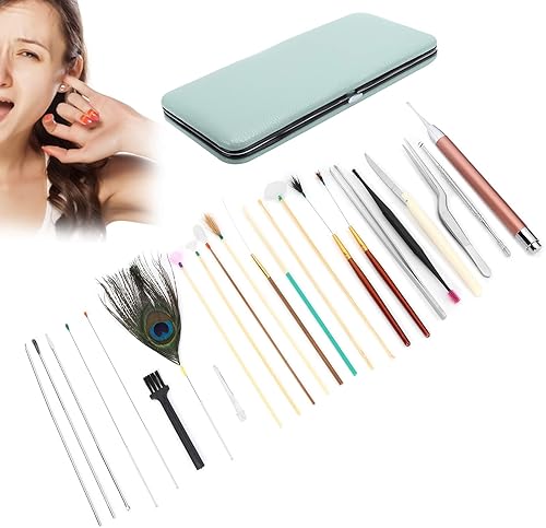 Miniatura 8 de Herramienta de eliminación de cera de oídos, 23 piezas, juegos de púas en espiral de doble extremo, cuchara, suministros para el cuidado de los