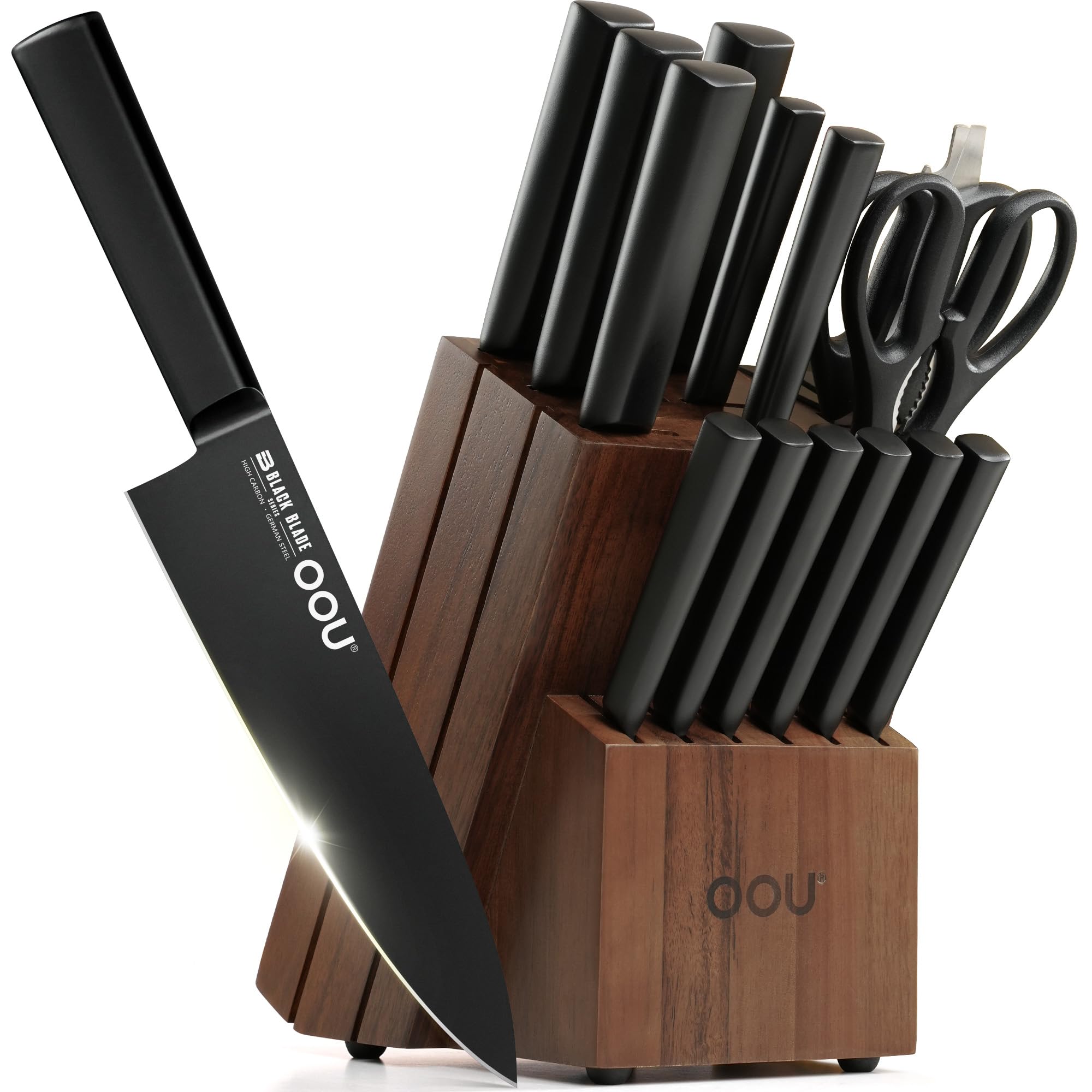OOU Kitchen Knife Block Set 15-Piece