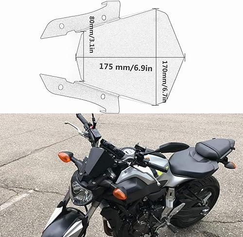 Miniatura 4 de Heinmo CNC aluminio motocicleta motocicleta parabrisas parabrisas para Yamaha MT-07 FZ-07 FZ-7 2013 2014 2015