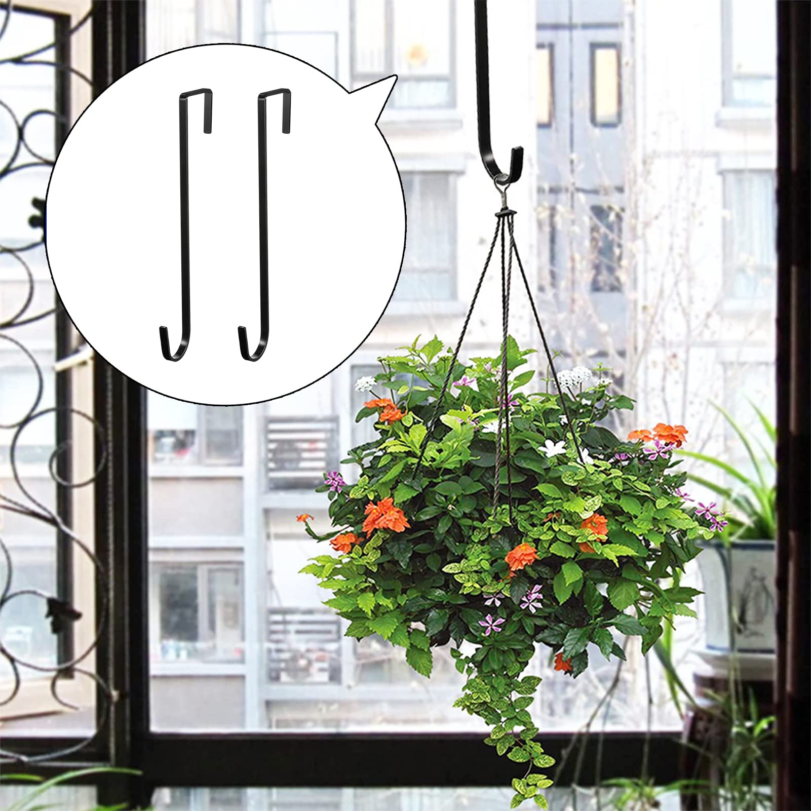 Colgadores Corona Navidad Metal Negro - Pack 2 Piezas 31 Cm - Sin Taladrar, Para Puertas Hasta 5 Cm Grosor