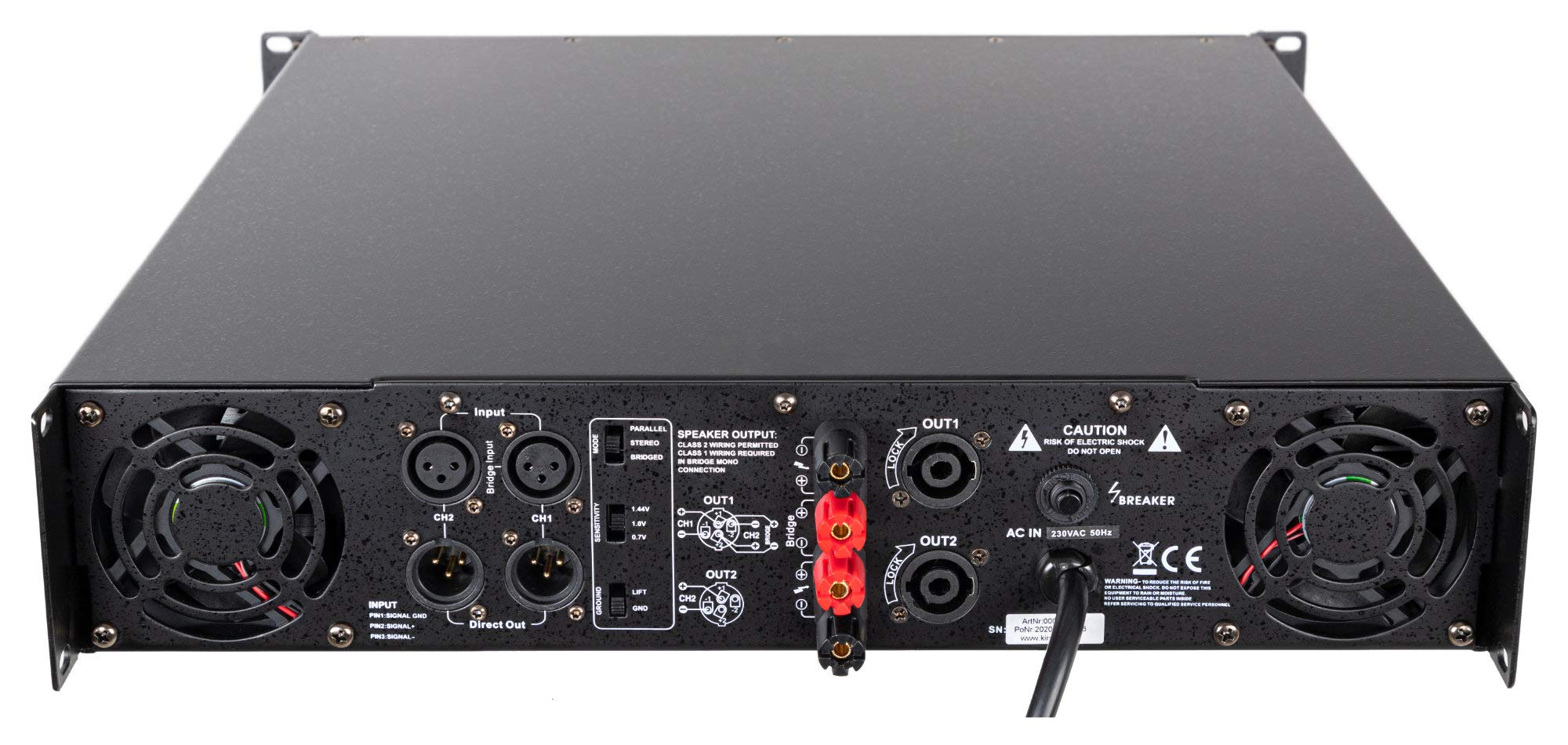 Pronomic XA-800 Endstufe - Stereo-Leistungsverstärker mit 2x 1900 Watt an 2 Ohm - Lüfter automatisch gesteuert - 2 x XLR Eingang 2 x XLR parallel Ausgang und Schutzschaltungen - Schaltungstype H