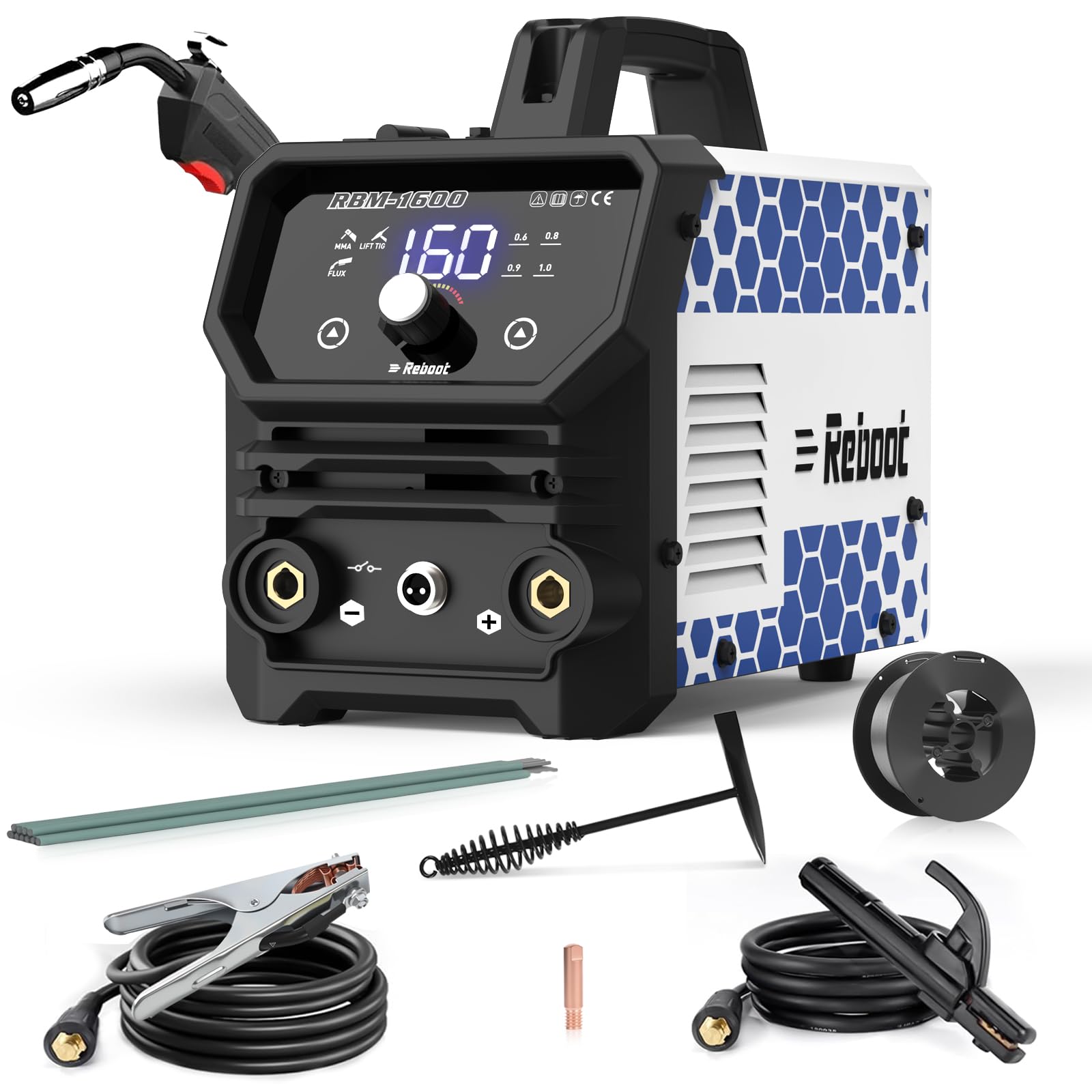 Reboot 135A Flux Core MIG Saldatrice 120V 3-in-1 Gasless MIG Stick Lift TIG