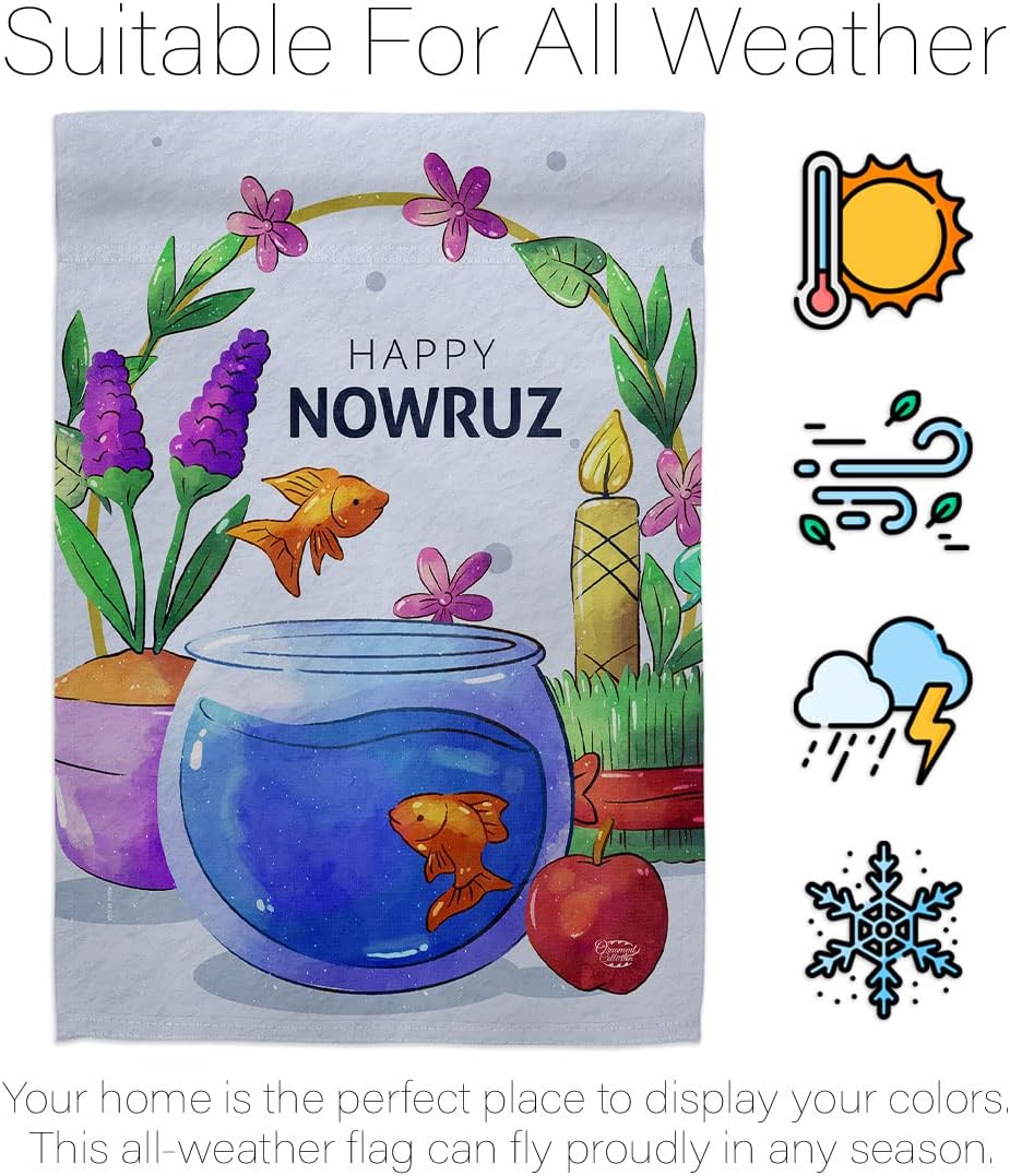 Nowruz Greeting Decorations Home Decor Flag Pole Banner Room Wall Art Patio Lawn Front Porch Outdoor Small Tapestry Yard Sign Celebration Persian New Year Christian Religion Day Holiday Made In USA