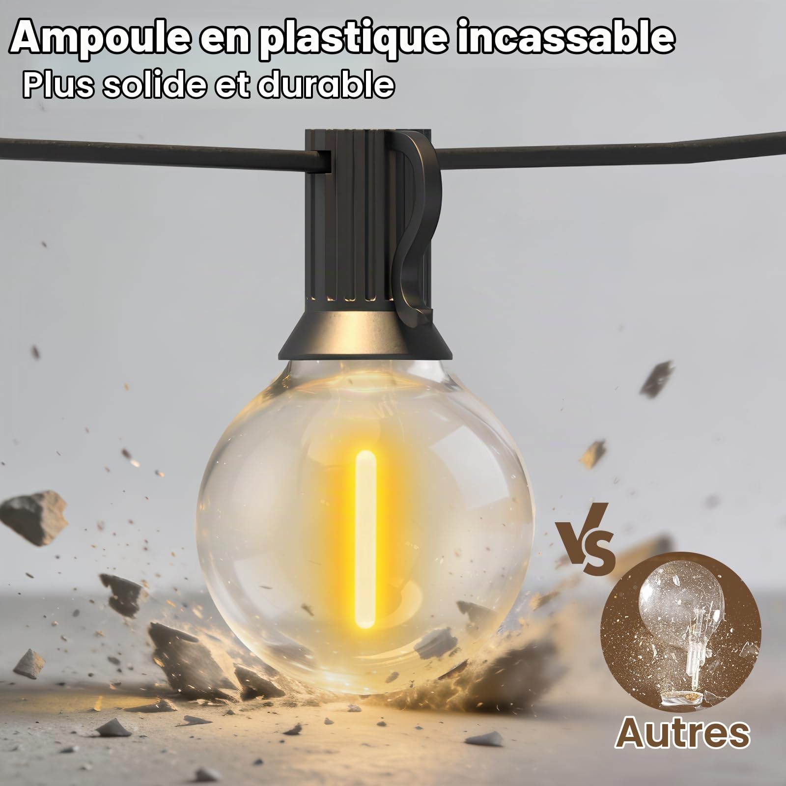 Guirlande Guinguette Exterieure avec Télécommande, 30M Dimmable Guirlande Lumineuse Extérieur avec 50+2 G40 LED Ampoules, 3 Modes,Minuteur, Lumiere Exterieur pour Terrasse Patio Jardin Mariage Camping