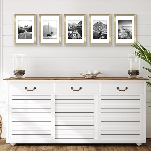 Vista 694 de Americanflat Portarretratos de 5 x 6 pulgadas con plexiglás pulido, juego de 5 portarretratos de 2 x 3 pulgadas con paspartú o para fotos de 5 x 6