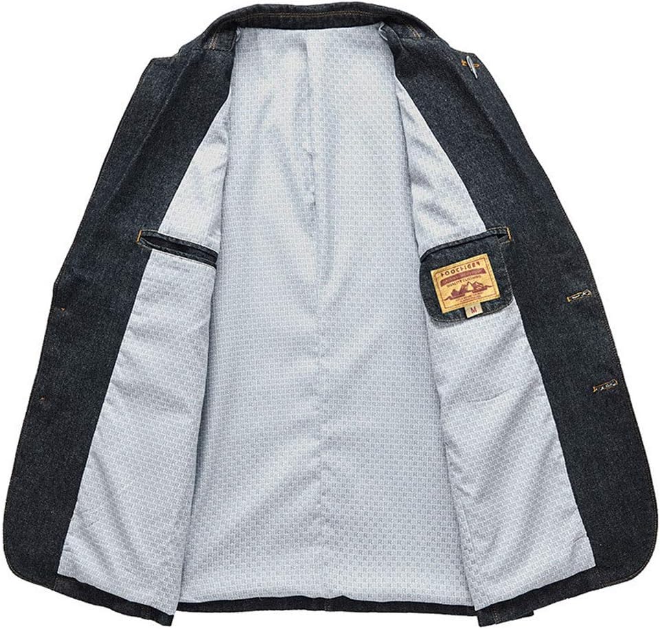 ebossy Men's Casual Slim Denim Blazer Two Button Business Suit Jacket Sport Coat - Image 3