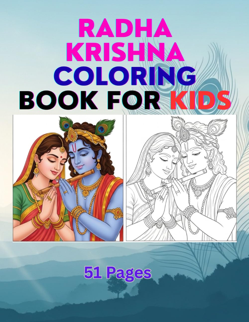 Radha Krishna Coloring Book for Kids: Easy Coloring Pages with Big Bold Outlines for Kids Ages 3–8