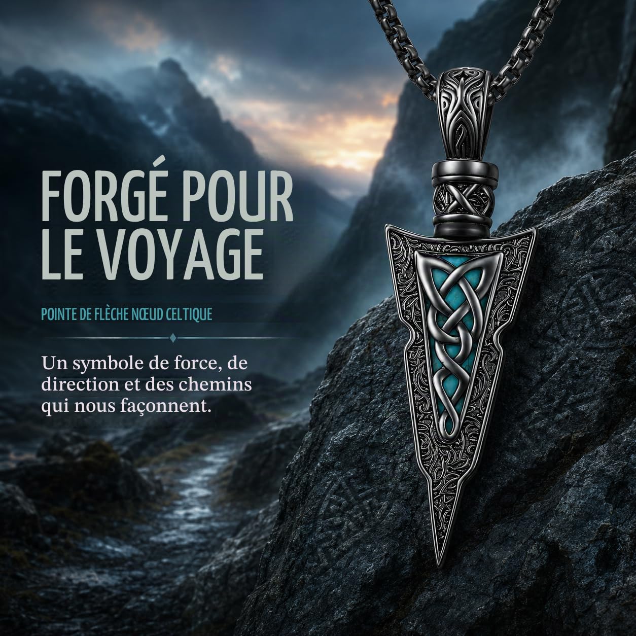 Odinstone Collier Viking Homme Pendentif en Argent Sterling 925 Amulette Nordique Viking Rune Mythologie Bijoux Cadeau pour Femme