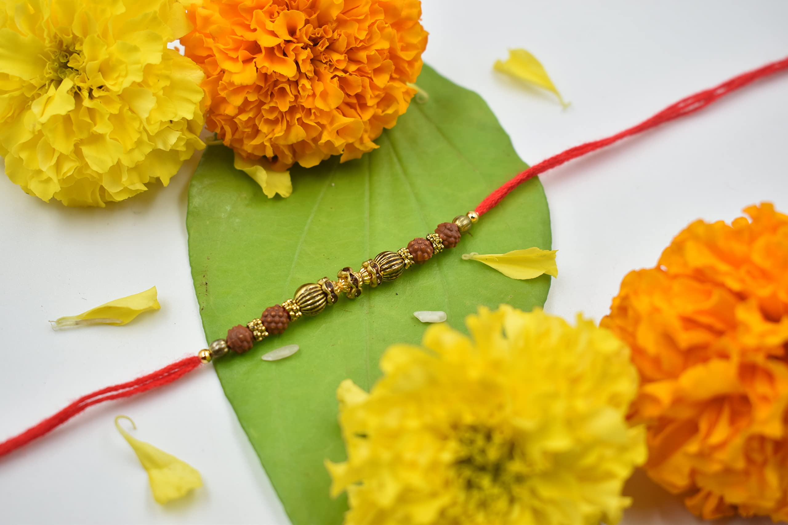 STORE INDYA Raksha Bandhan Rakhi for Brother with Greeting Card || Threaded Rakhi for Bhaiya | Mens Rakhi | Premium Indian Rakhi | Set of 2 (Rudraksh) - Image 2