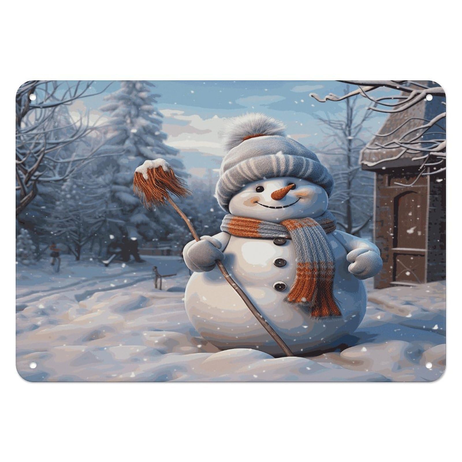 Btcowzrv Style Hardworking Snowman Metal Sign, 5.5" X 7.9" Tin Wall Decor, Wall Art Plaques For Home Wedding Decor Room Living Room Decoration