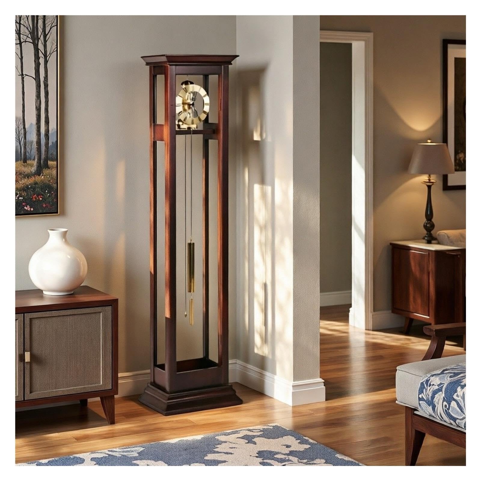 Reloj de abuelo Péndulo mecánico de piso de reloj de pie de madera