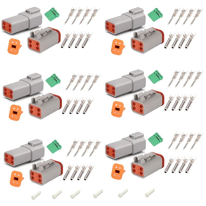 Buy Geesic Deutsch DT Grey 4 Pin Connectors 6 Sets, Waterproof