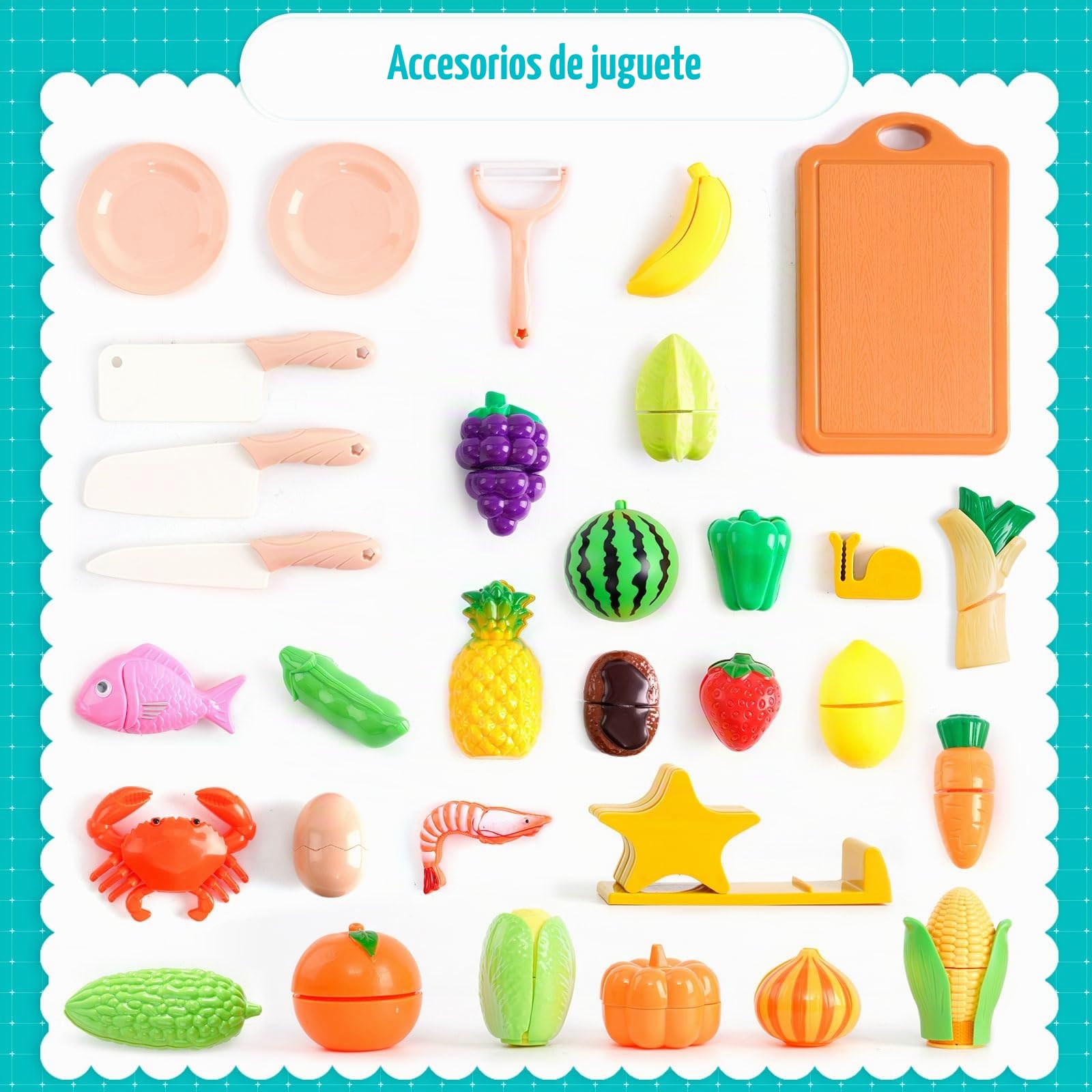 Juego de Frutas y Verduras,Comida de Juego para Cortar, 66 Pcs Alimentos Accesorios de Cocinita con Cestas,Juego Montessori Niños 2 Años,Navidad Regalo Niño Niña Juegos Educativos Niños 2 3 4 5 Años