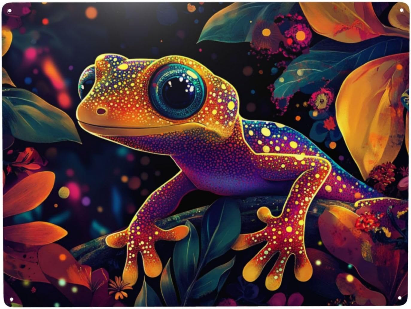 Chameleon Metal Signs,Rustic Tin sign Wall Art Nature & Whimsical Decor,for Home,pub,Man Cave,Office,Chic Artistic Design poster,Exquisite art plaque,Gift for friends,12x16 inch