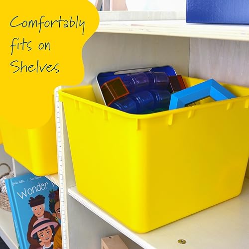 Miniatura 4 de Children's Factory Contenedores de almacenamiento amarillos para aulas, cubos de organización de sala de juegos, cubos de guardería, paquete de 10