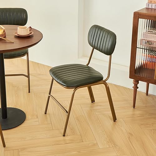 Miniatura 5 de Juego de 2 sillas de comedor modernas de mediados de siglo, sillas retro con asientorespaldos tapizados de piel sintética y patas de metal