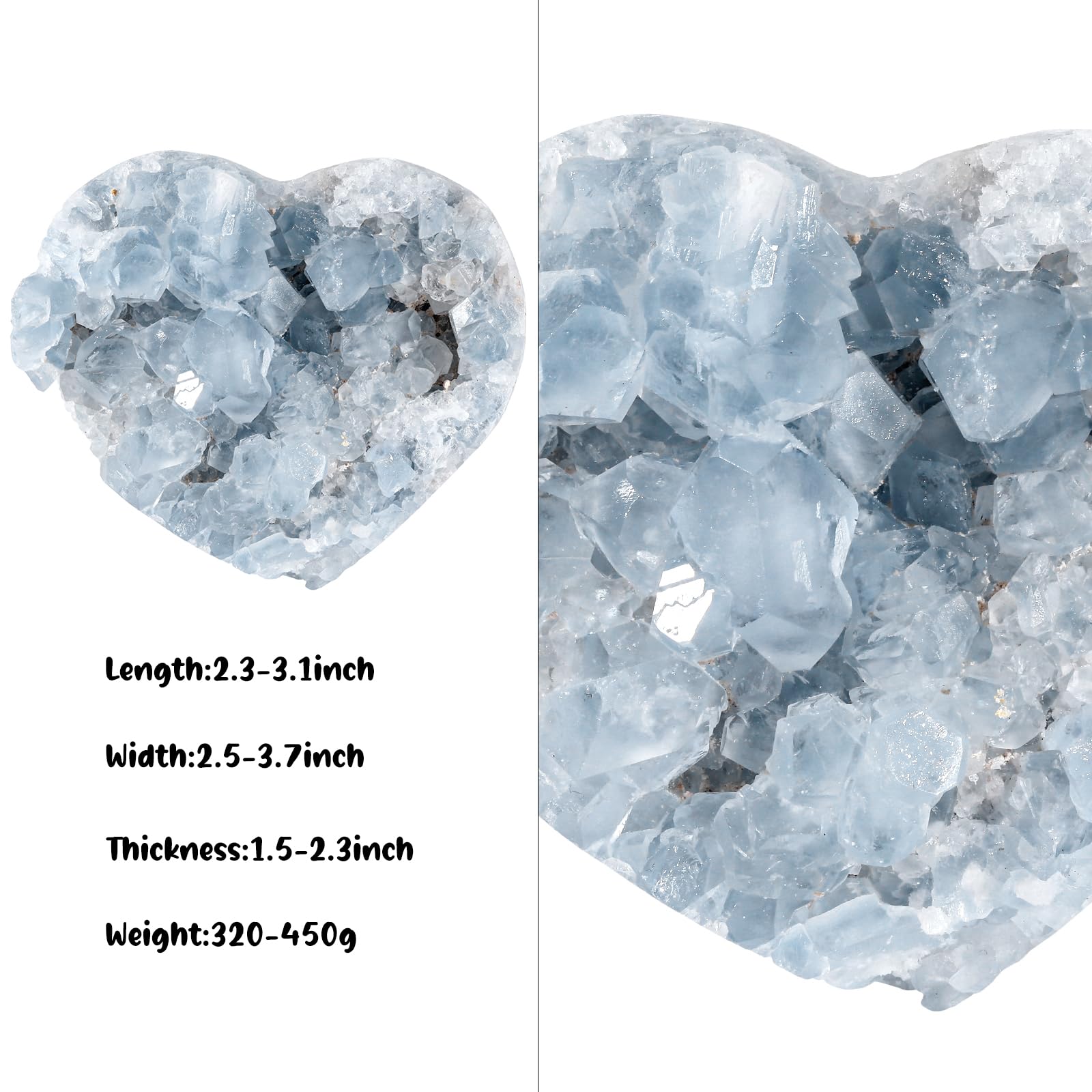 KYEYGWO Natürlicher Blauer Celestite Geode Drusenstück Rohstein, 320-450g