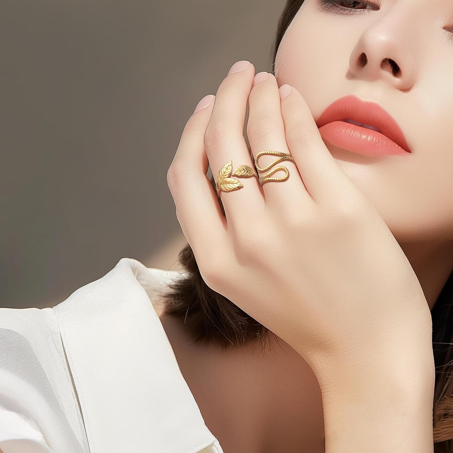 Chunky Gold Dome Open Rings for Women, Statement Vintage 14k Gold Plated Adjustable Twisted Round Warp Finger Rings Fashion Prom Jewelry Gift - Image 2