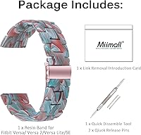 Vista 8 de Miimall Compatible con Fitbit Versa 3/Sense, bandas de resina para mujeres y hombres, correa de repuesto de acero inoxidable súper ligera