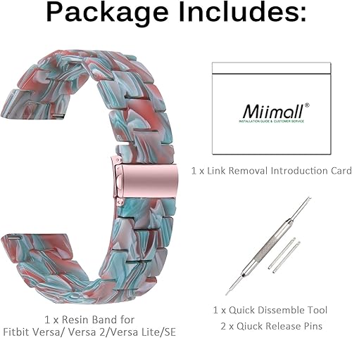 Miniatura 8 de Miimall Compatible con Fitbit Versa 3Sense, bandas de resina para mujeres y hombres, correa de repuesto de acero inoxidable súper ligera para Fitbit