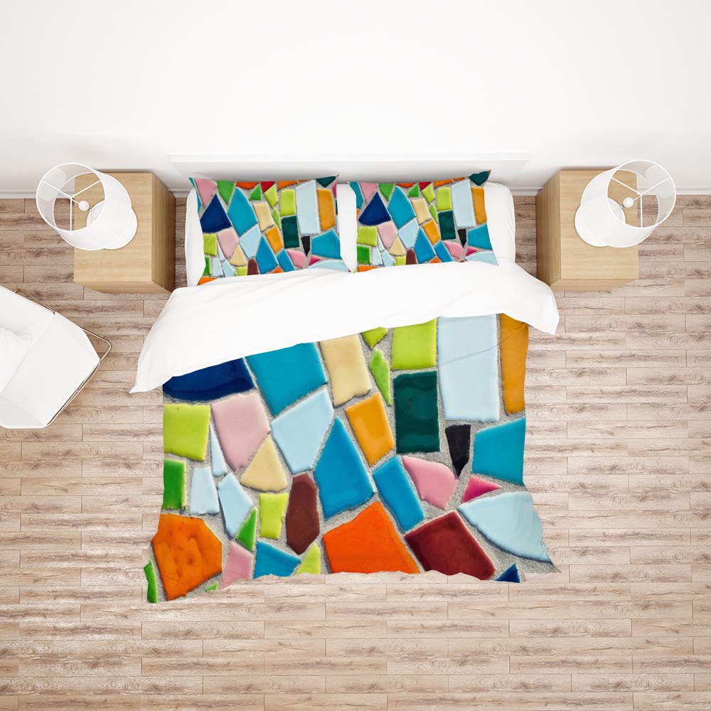Parure de lit King Size mosaïque en polyester ultra doux pour toutes les saisons