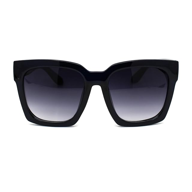Womens Boyfriend Style XXL Oversize Horned Rim Thick Plastic Sunglasses