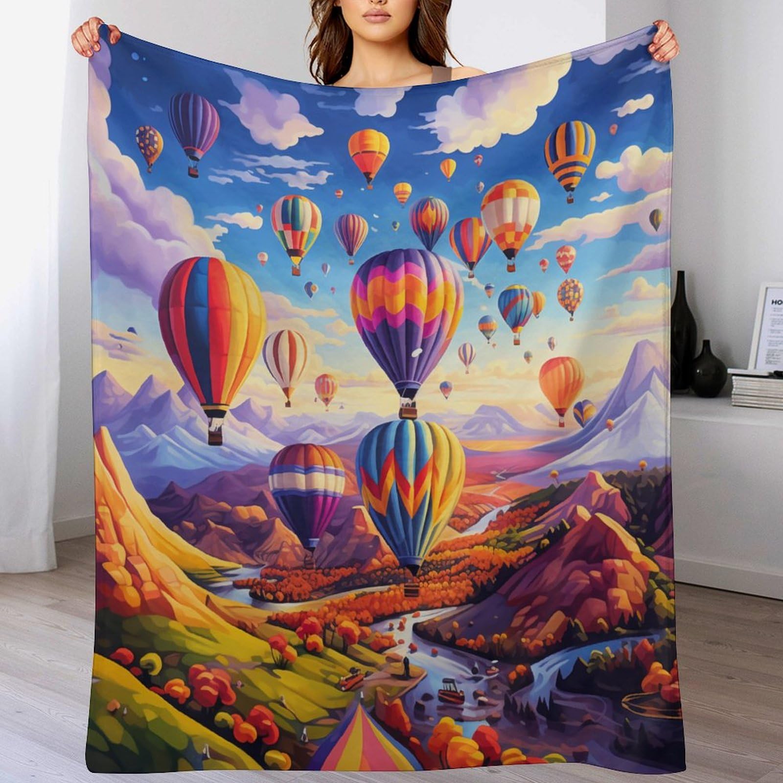 Manta de franela con globo caliente de 150 x 200 cm para cama y sofá