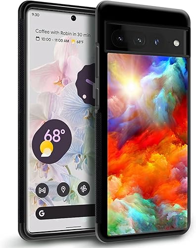 Miniatura 2 de CARLOCA Funda de acrílico duro compatible con Google Pixel 7 Pro, diseño gráfico de identidad colorido de nubes irreales, a prueba de golpes,