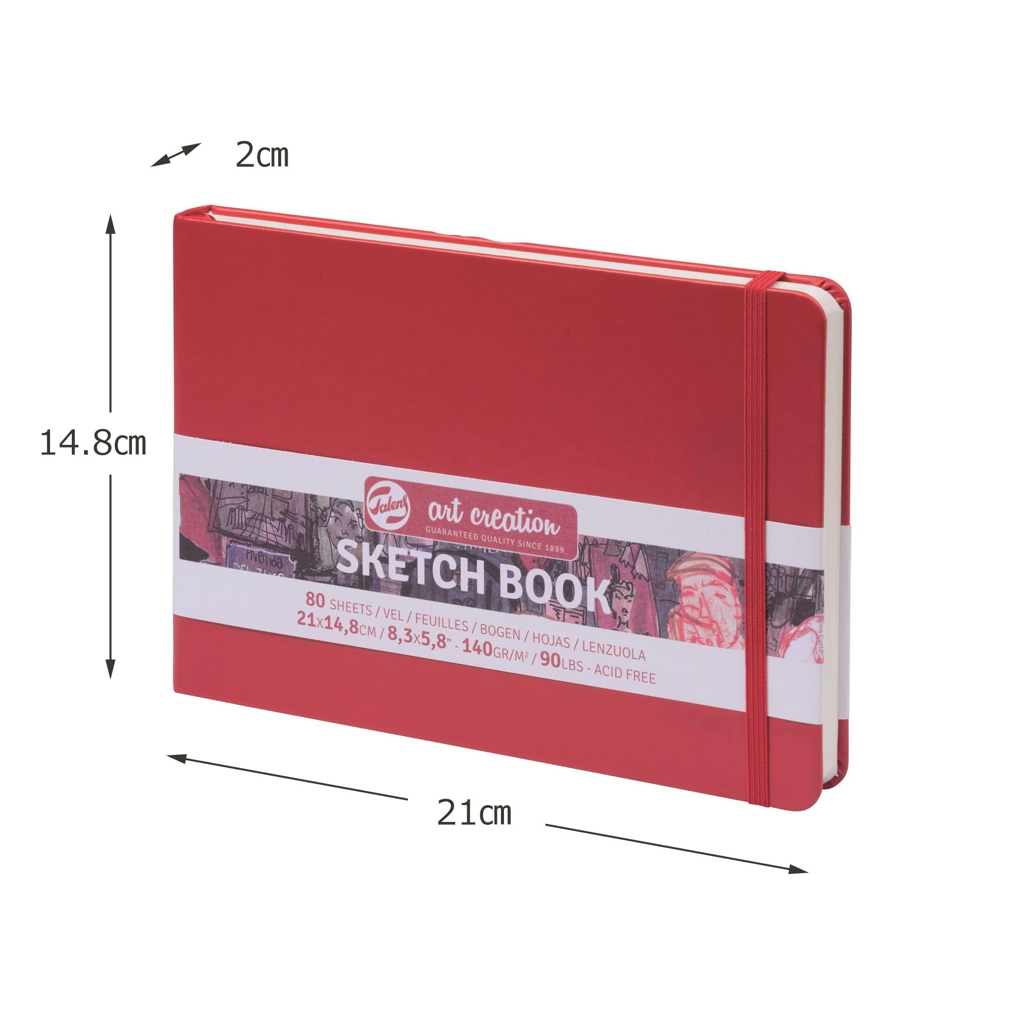 Talens Sketch Book szkicownik 21 x 14,8 cm, 140 g/m², 80 arkuszy, czerwony