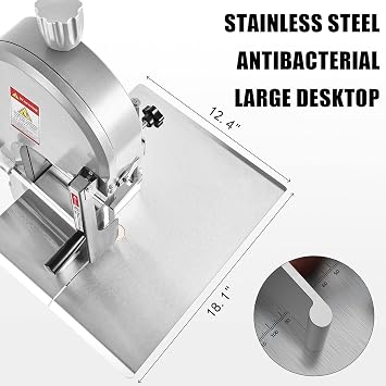 Bone Saw Machine 12.4 x 18.1 Workbench, 750W Electric Frozen Meat Cutter, Bone Commercial Meat Bandsaw for Butchering, Max Cutting Height 250mm with 5 Saw Blades