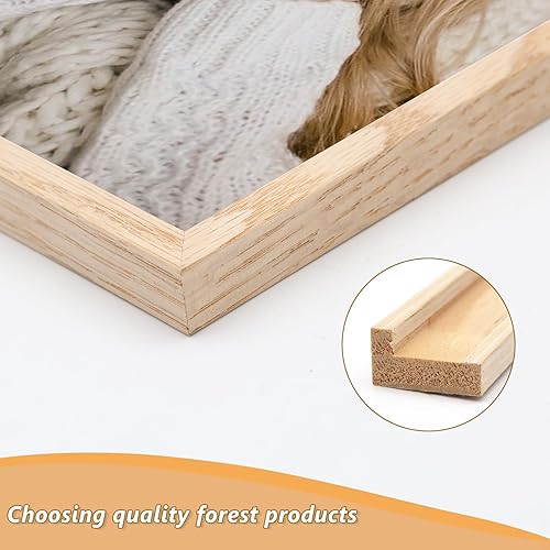 Miniatura 5 de ATOBART Marco de fotos de madera de roble de 4 x 6 pulgadas, con vidrio de plexiglás para pared vertical u horizontal, para fotos, pinturas,