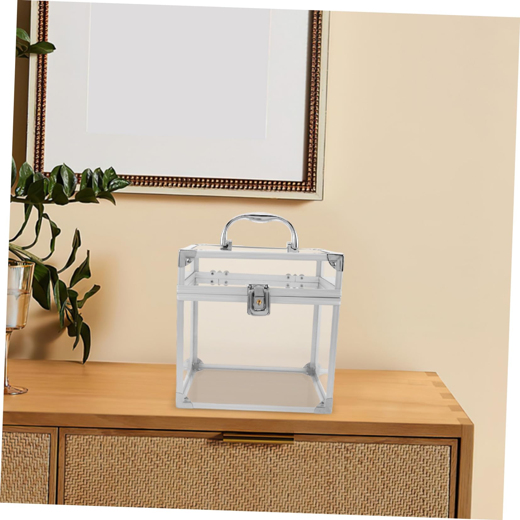 Cabilock Scatola Porta Dischi Contenitore Organizer in Acrilico in Vinile con Maniglia Grande Capacità per Album e Copertine per Studio e Camera