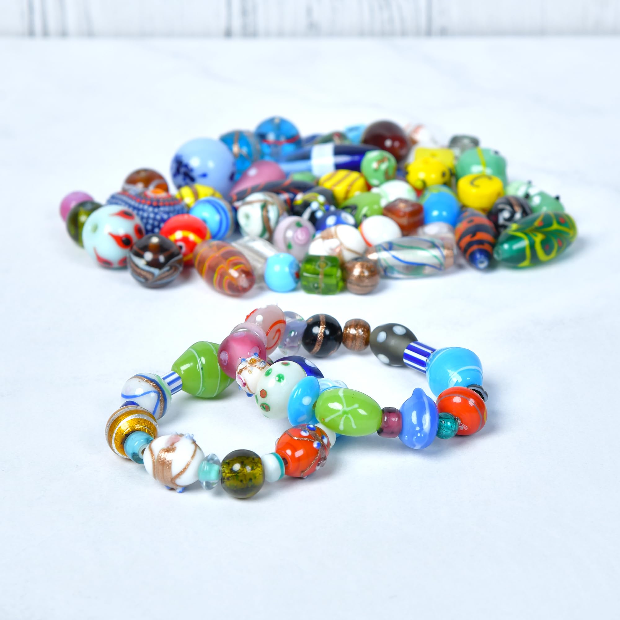 Craft Attic 1 LB Assorted Glass Beads for Jewelry Making Lampwork Murano Mix for Bracelets and Necklaces Crafting Supplies Kit - Image 4