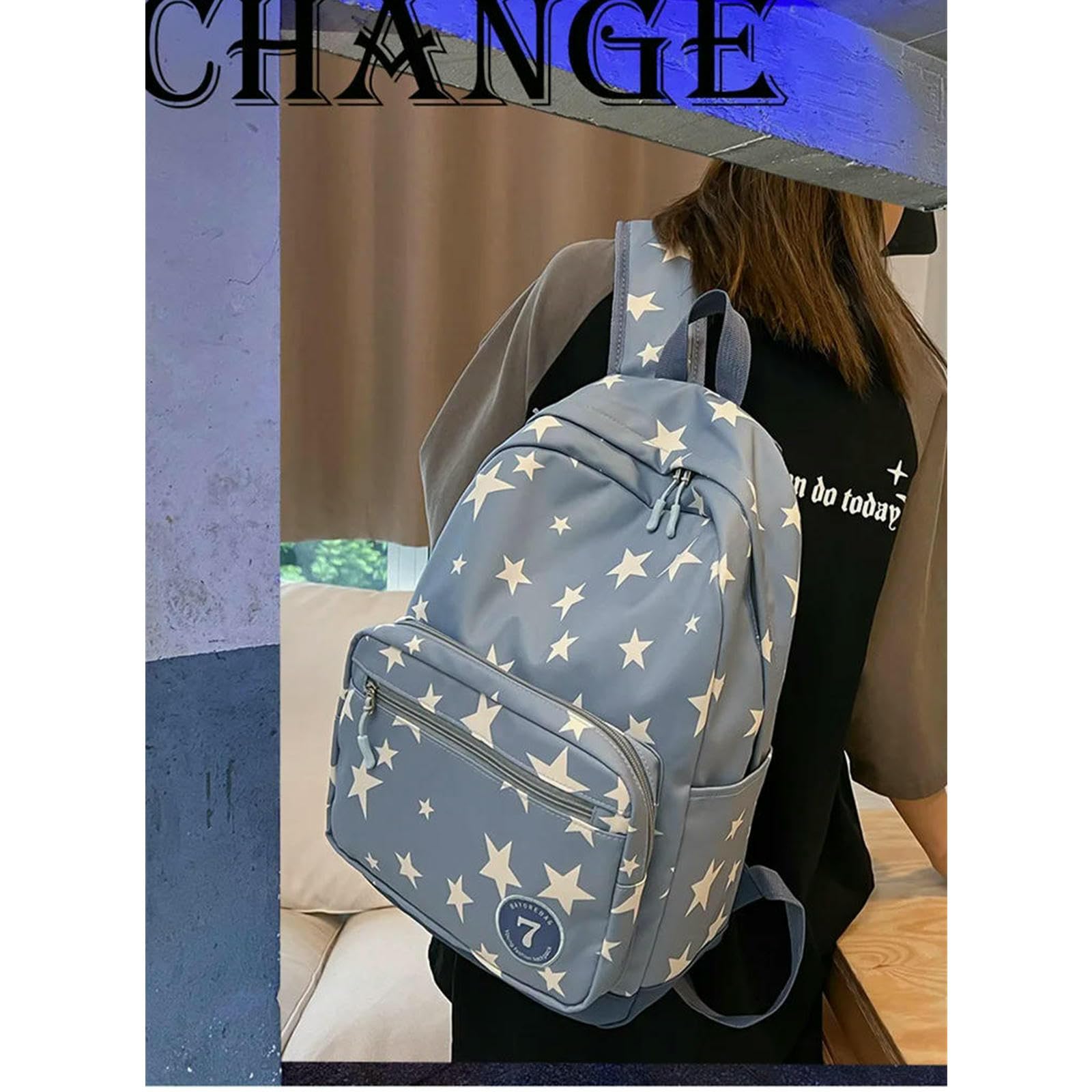 Schulrucksack Star-Rucksack Für Damen Und Herren, 17-Zoll-Star-Laptop-College-Tasche, Süßer Reiserucksack Studenten, Zurück Zur Schule, Lässige Büchertasche-beige
