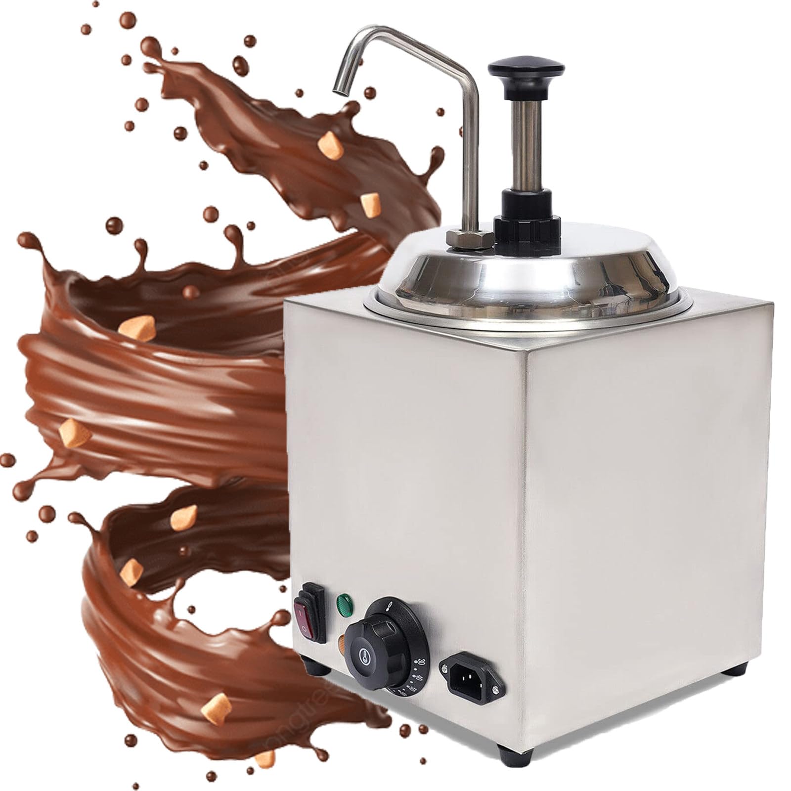 Dispensador de Salsa eléctrico de 800 W, dispensador de Queso, estación de Bomba de condimentos Plateada, Temperatura Ajustable 86-230 ℉, Apto para Uso doméstico y Comercial