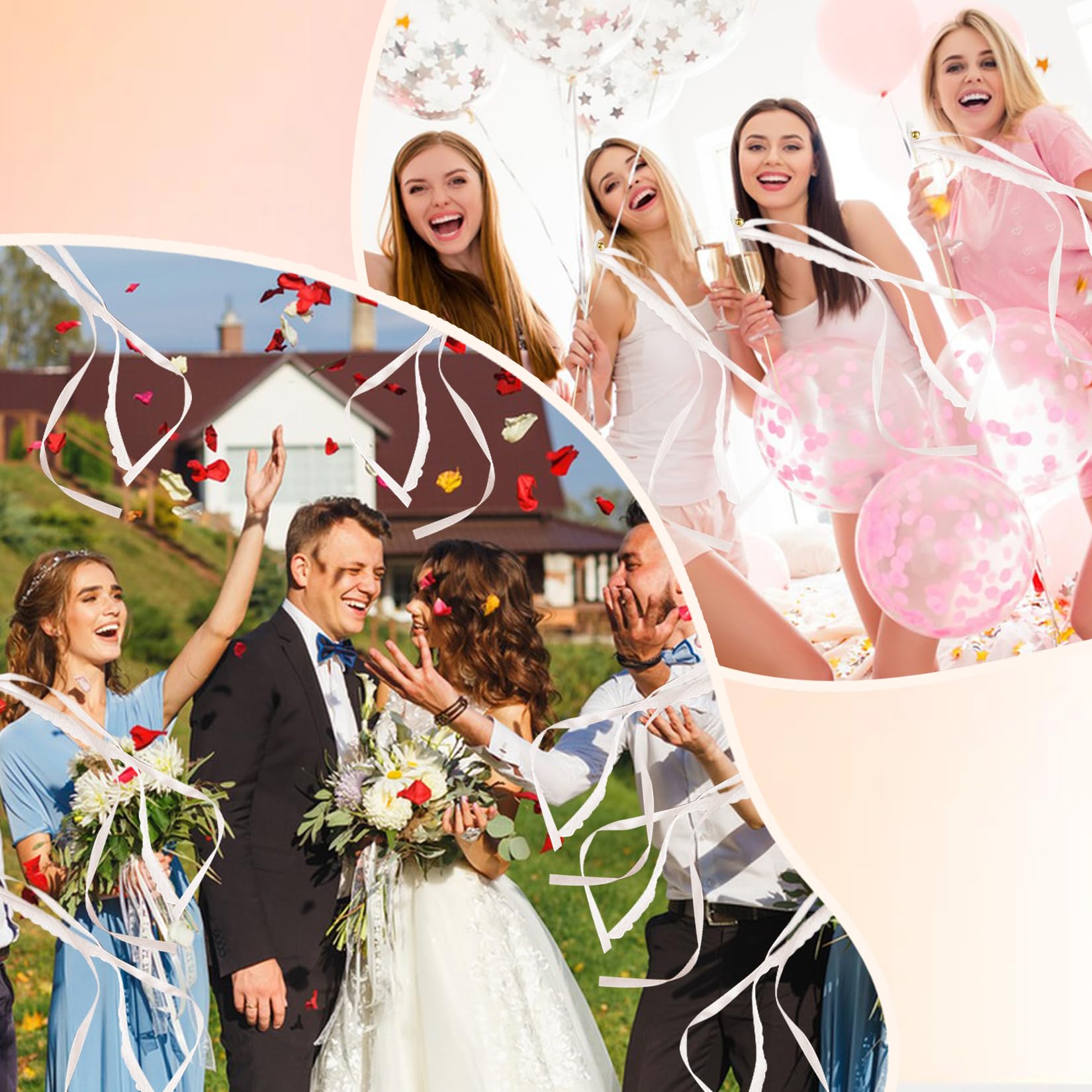 JurciCat Bruiloftstafeltjes 30 stuks wit Bruiloft Trellis Streamers Bruiloft Twirling Streamers Gebruikt voor Bruiloft Verjaardagsfeest Andere Feestdagen
